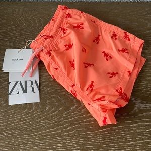 Zara Lobster Orange and Red Swim Shorts